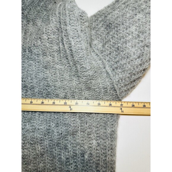 Free People Alpaca Blend Gray Open Knit Turtleneck Oversized Sweater Women SMALL - Picture 10 of 10